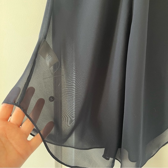 Rebecca Taylor Y2K Midnight Blue Navy Sheer Babydoll Slip Camisole Top size 0 - Picture 6 of 13